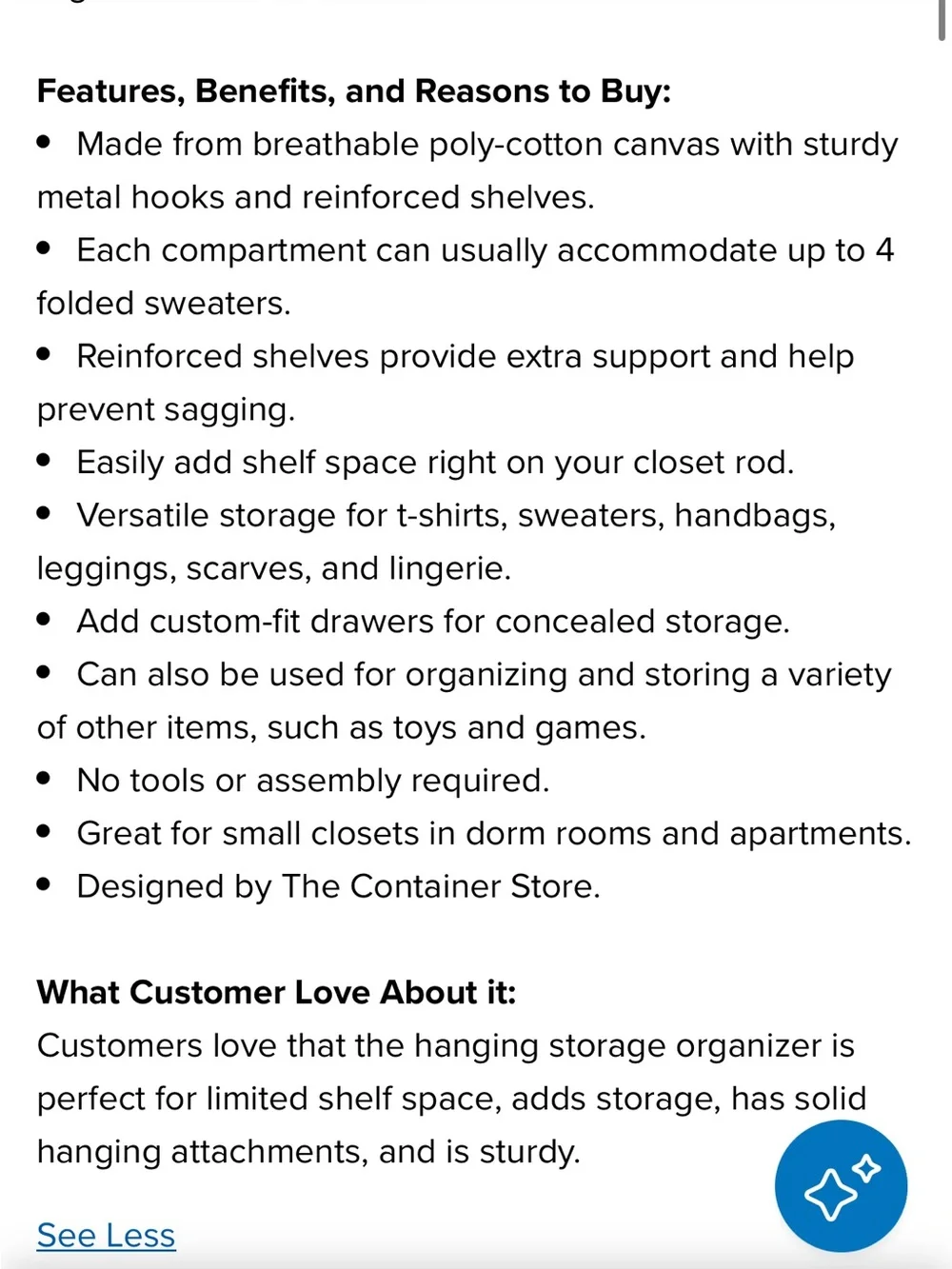 The Container Store excellent no